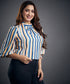 Colored Stripe Printed Chiffon Top